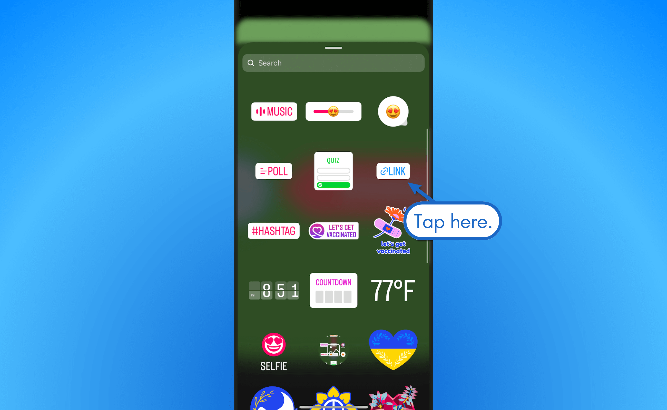 Insert a link sticker.