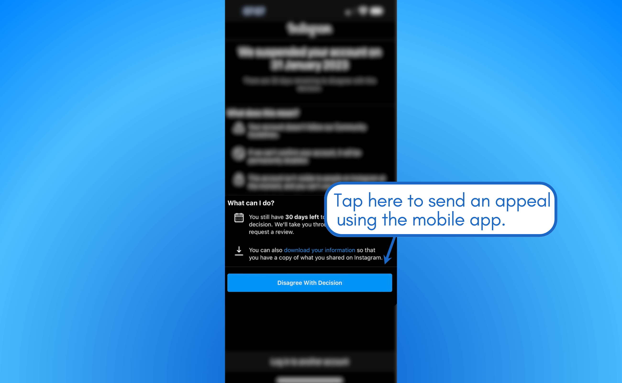 Tap to send a appeal.