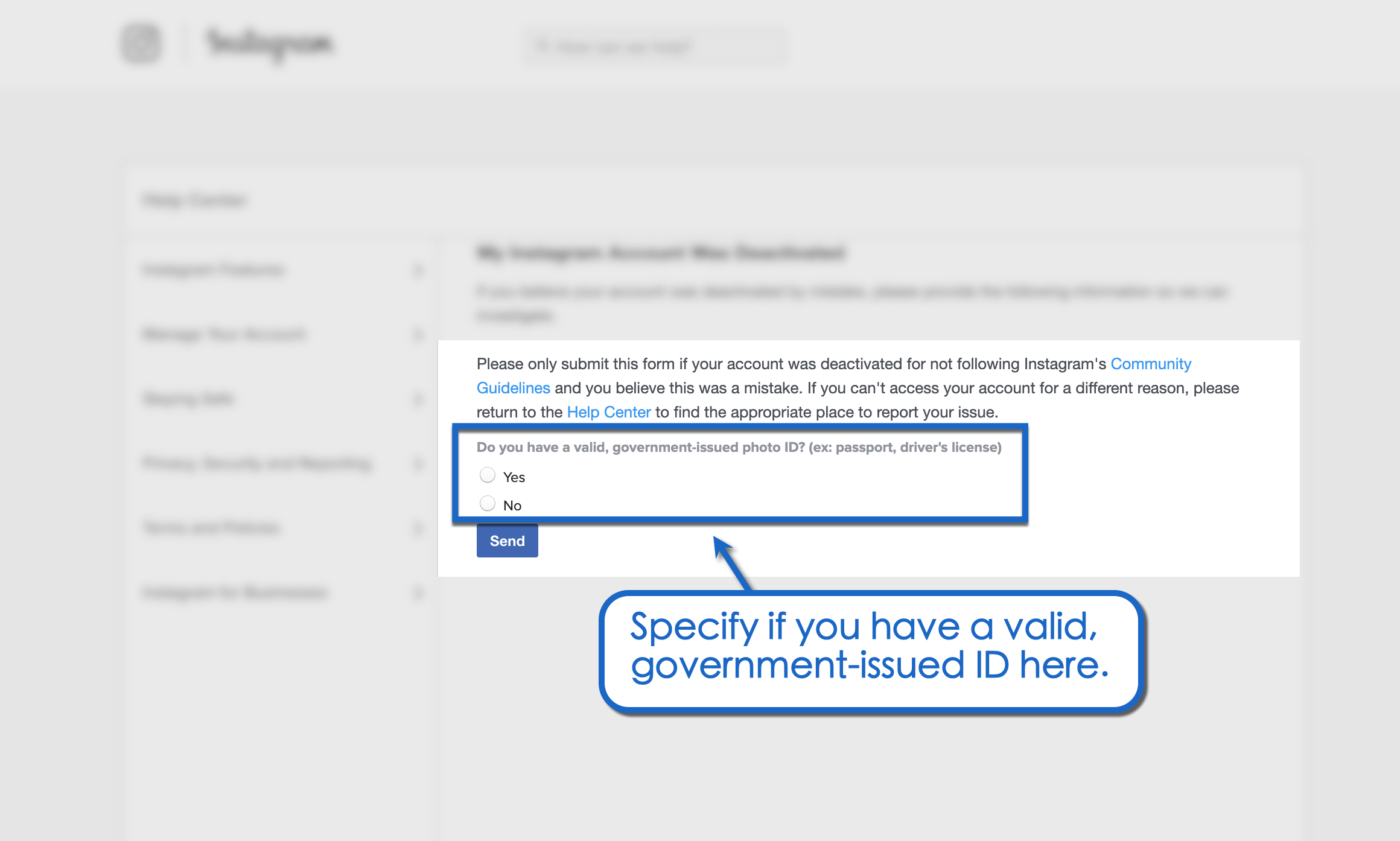 Specify if you have a valid ID issued by your government.
