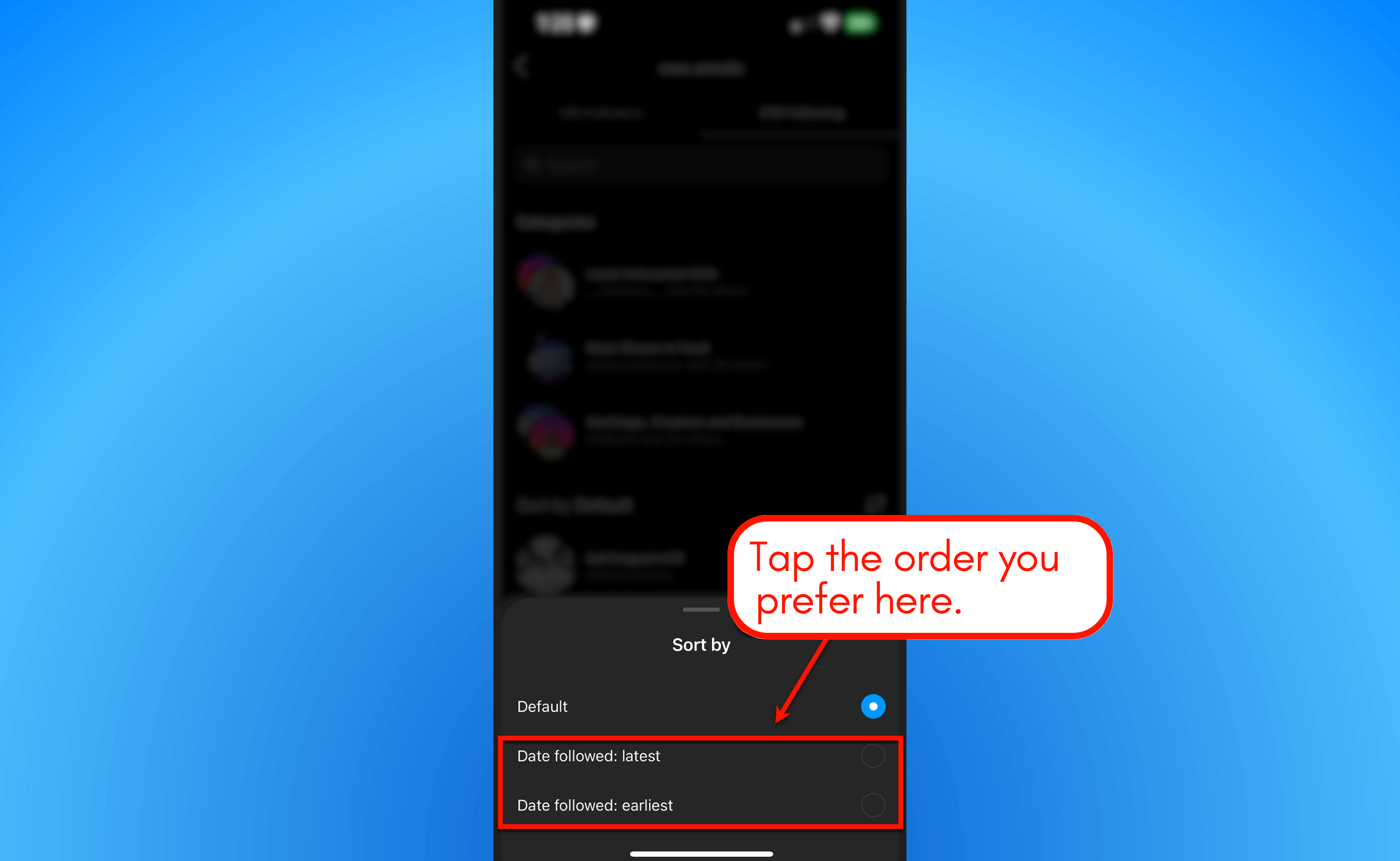 Tap to change order to your preference.