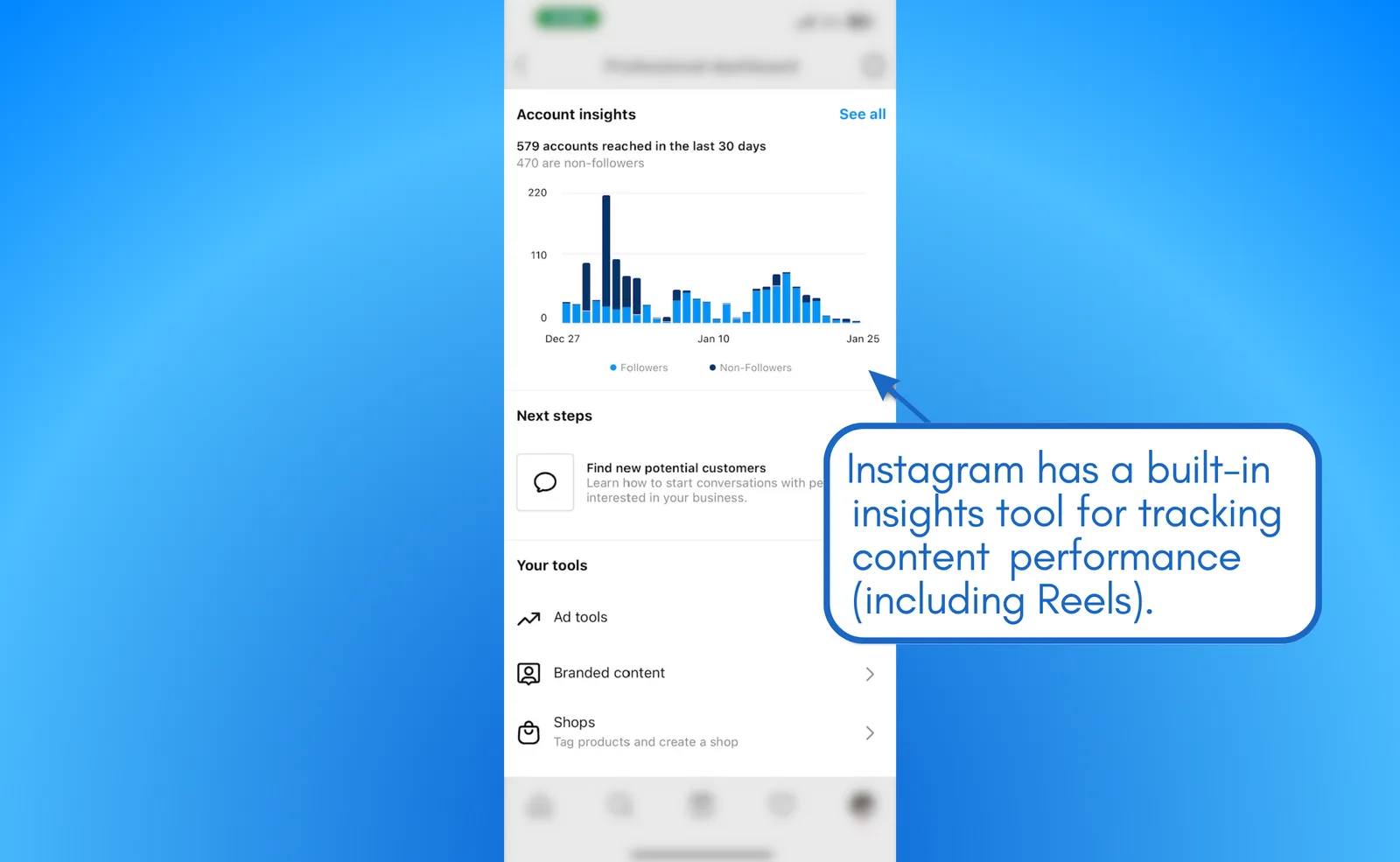 Instagram's built-in insights tool.