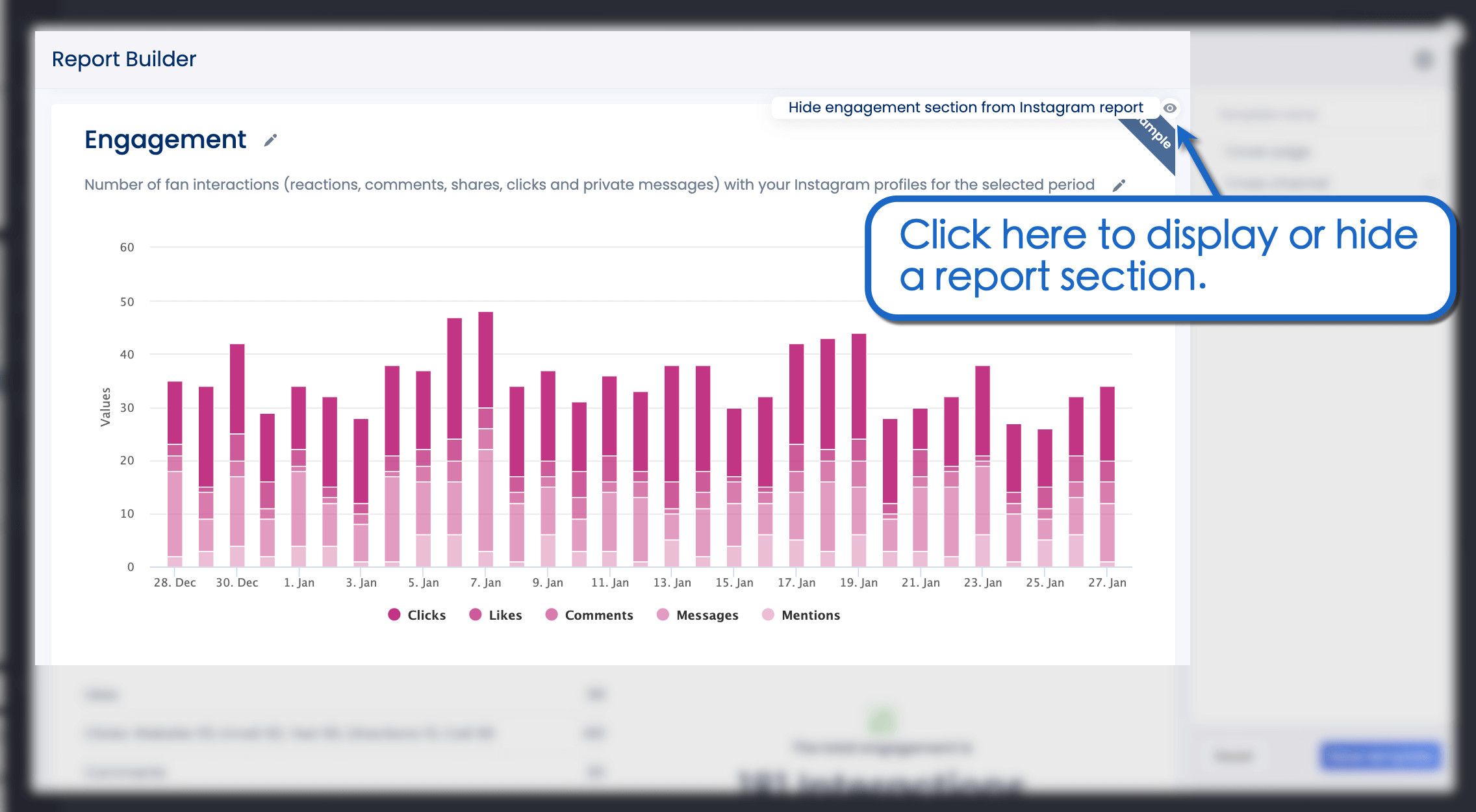 Display or hide a report section.
