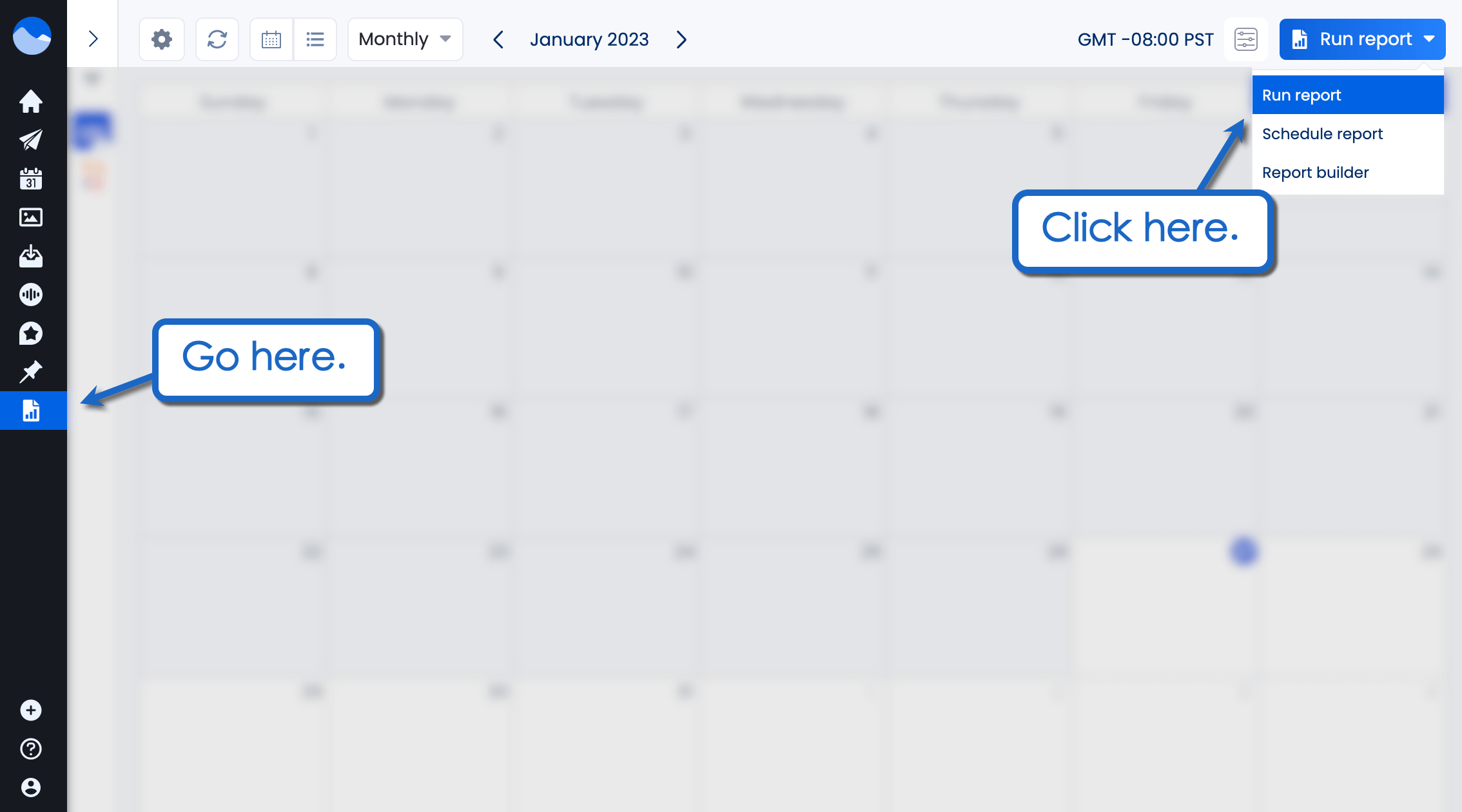 Run report in Vista Social.