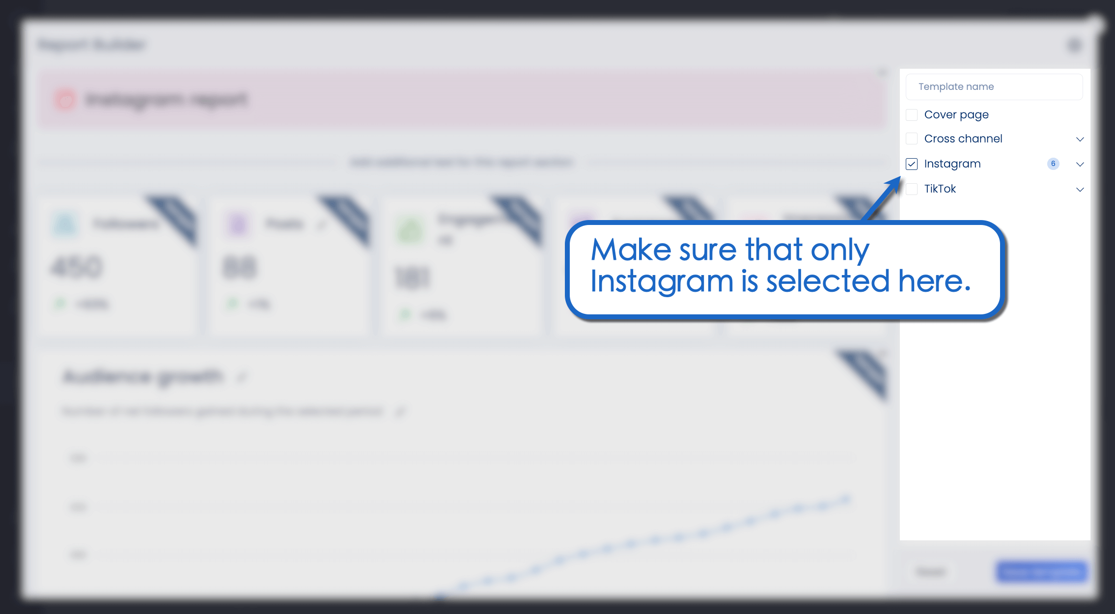 Ensure that only “Instagram” is selected.