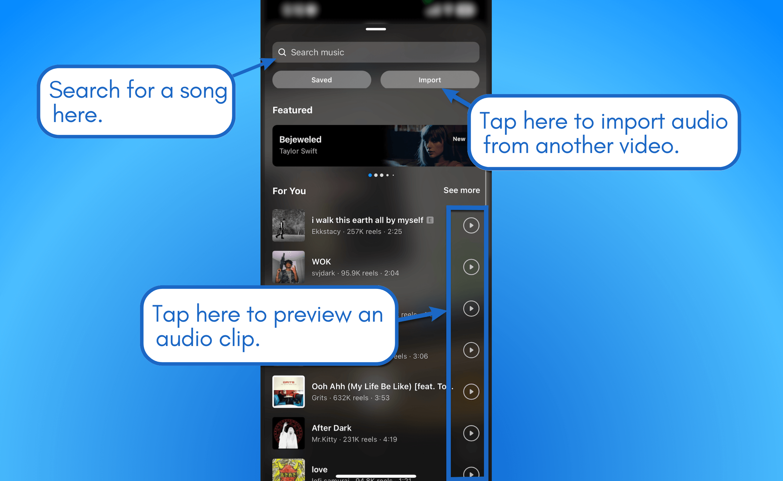 Search for a song or import audio.