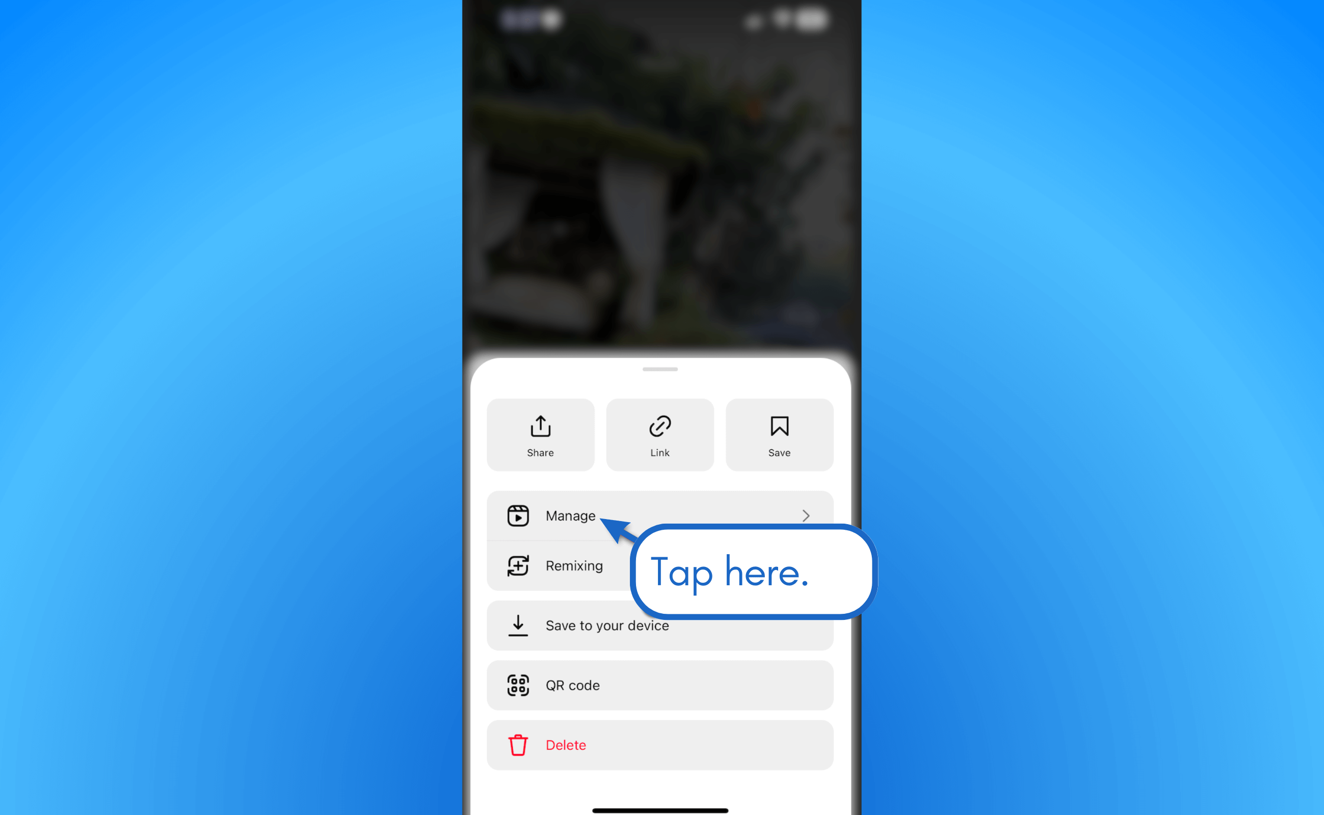 Manage Instagram reel.