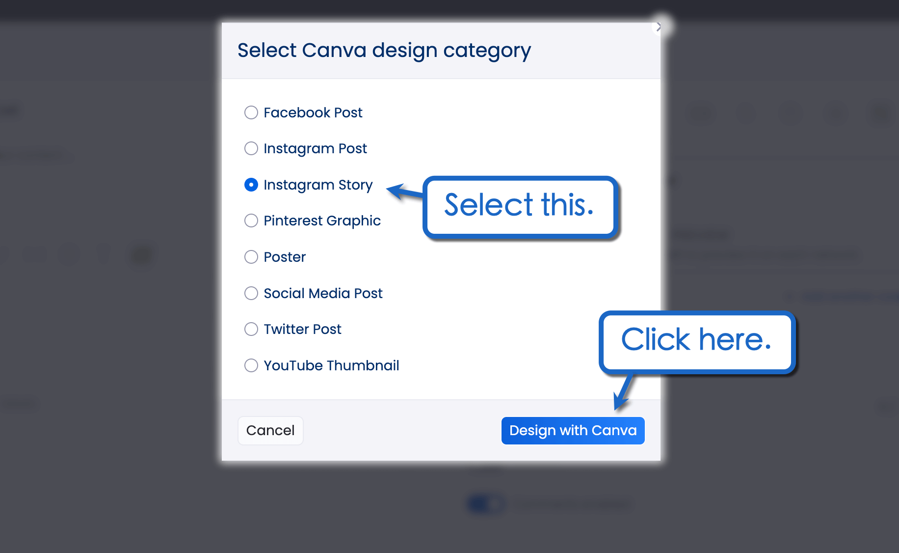 Launch the drag-and-drop graphic design tool right on top of Vista Social.