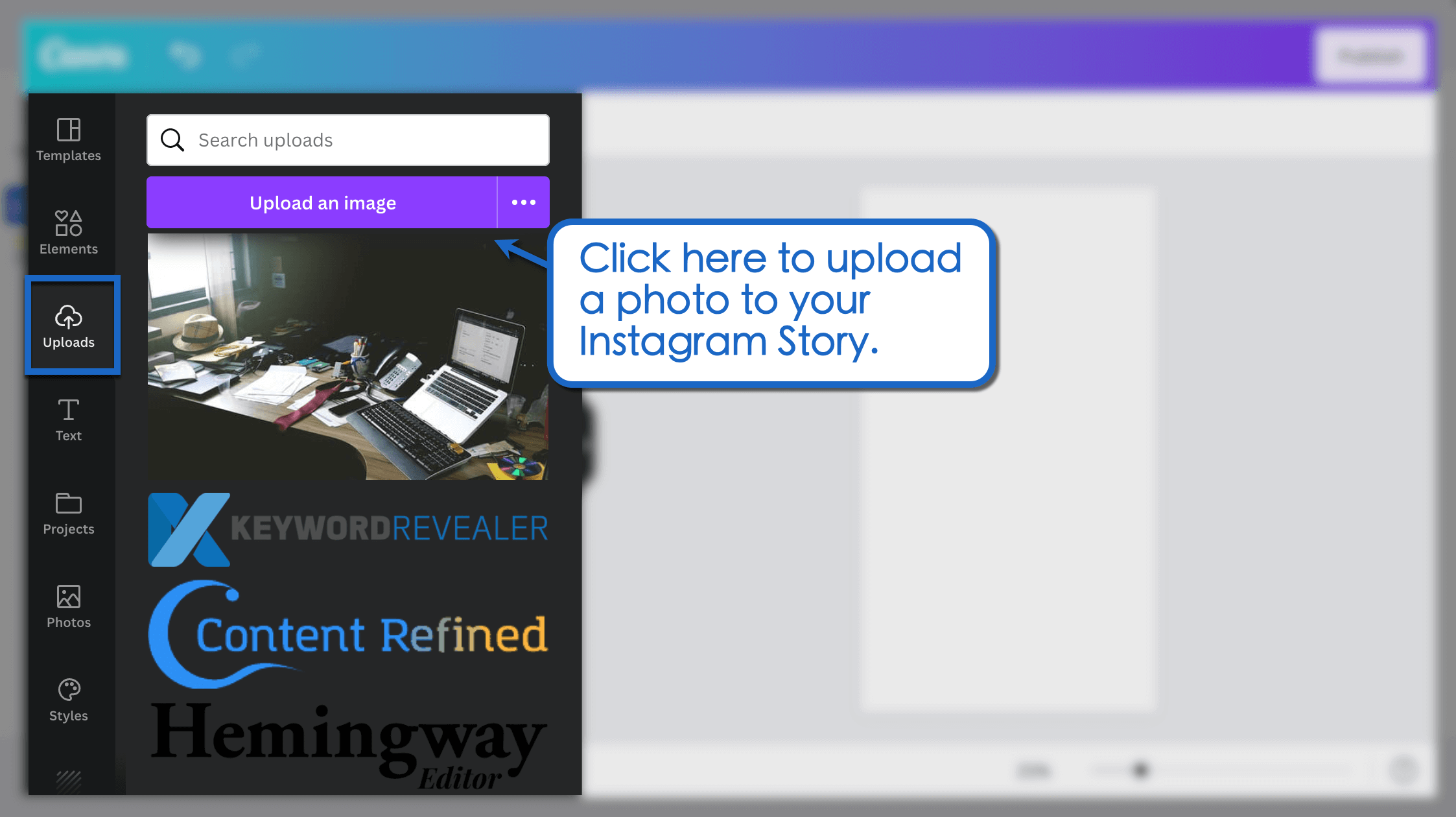 Upload a photo to your Instagram Story.