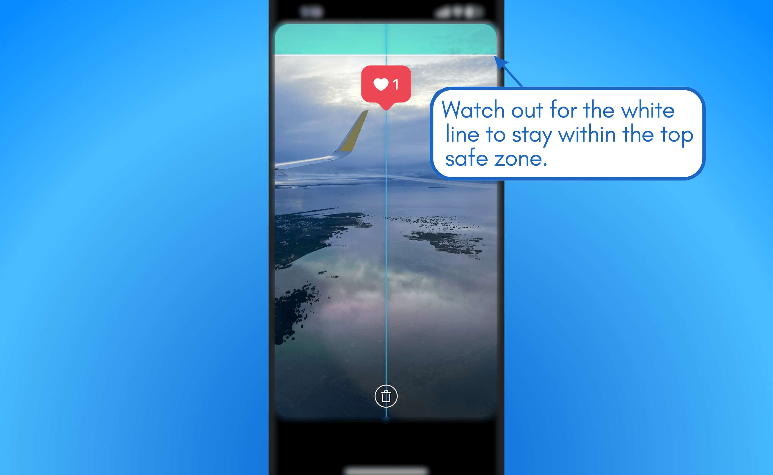 Observe white line for safe zone.