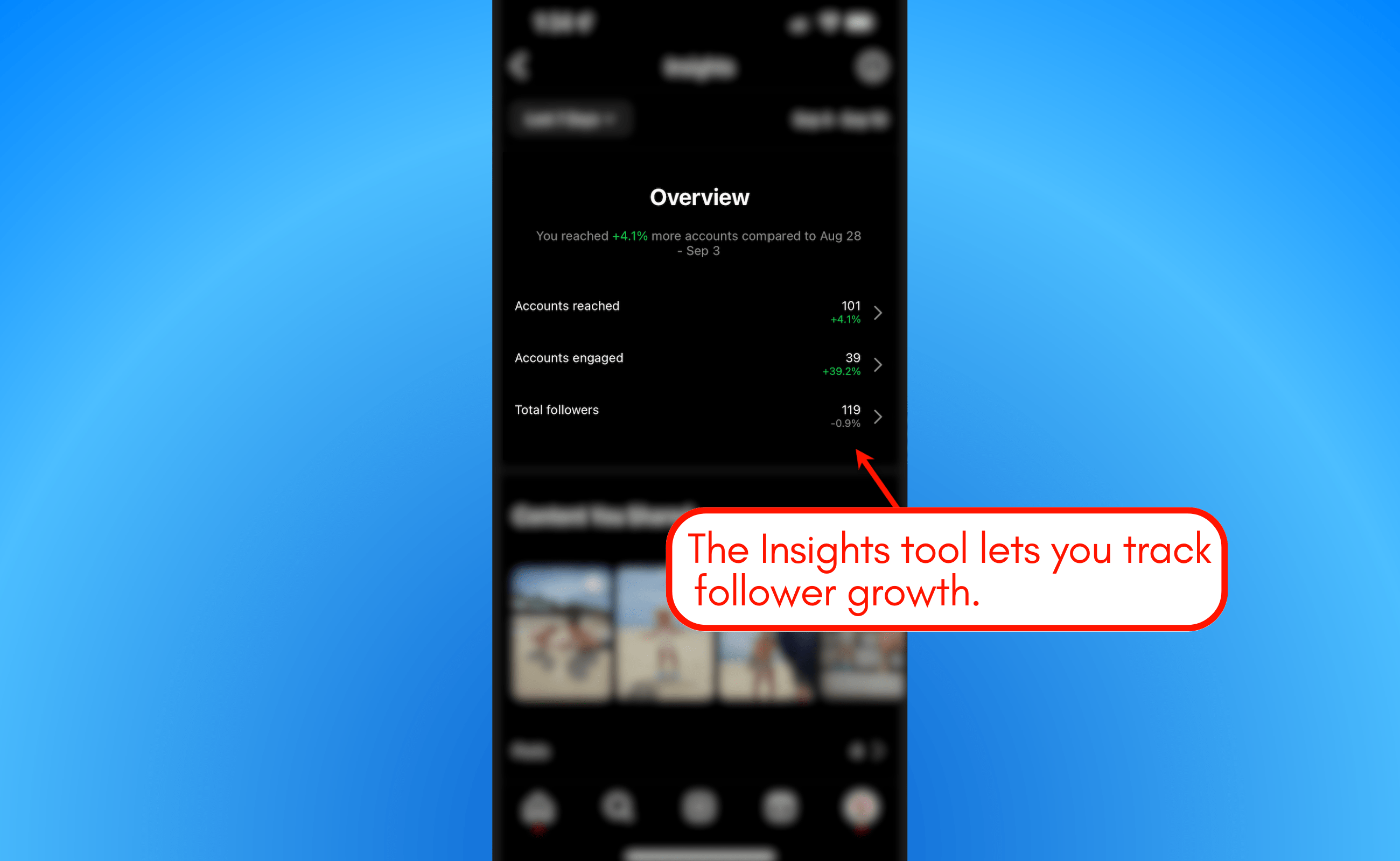 Track follower growth through Insights Tool in Instagram app