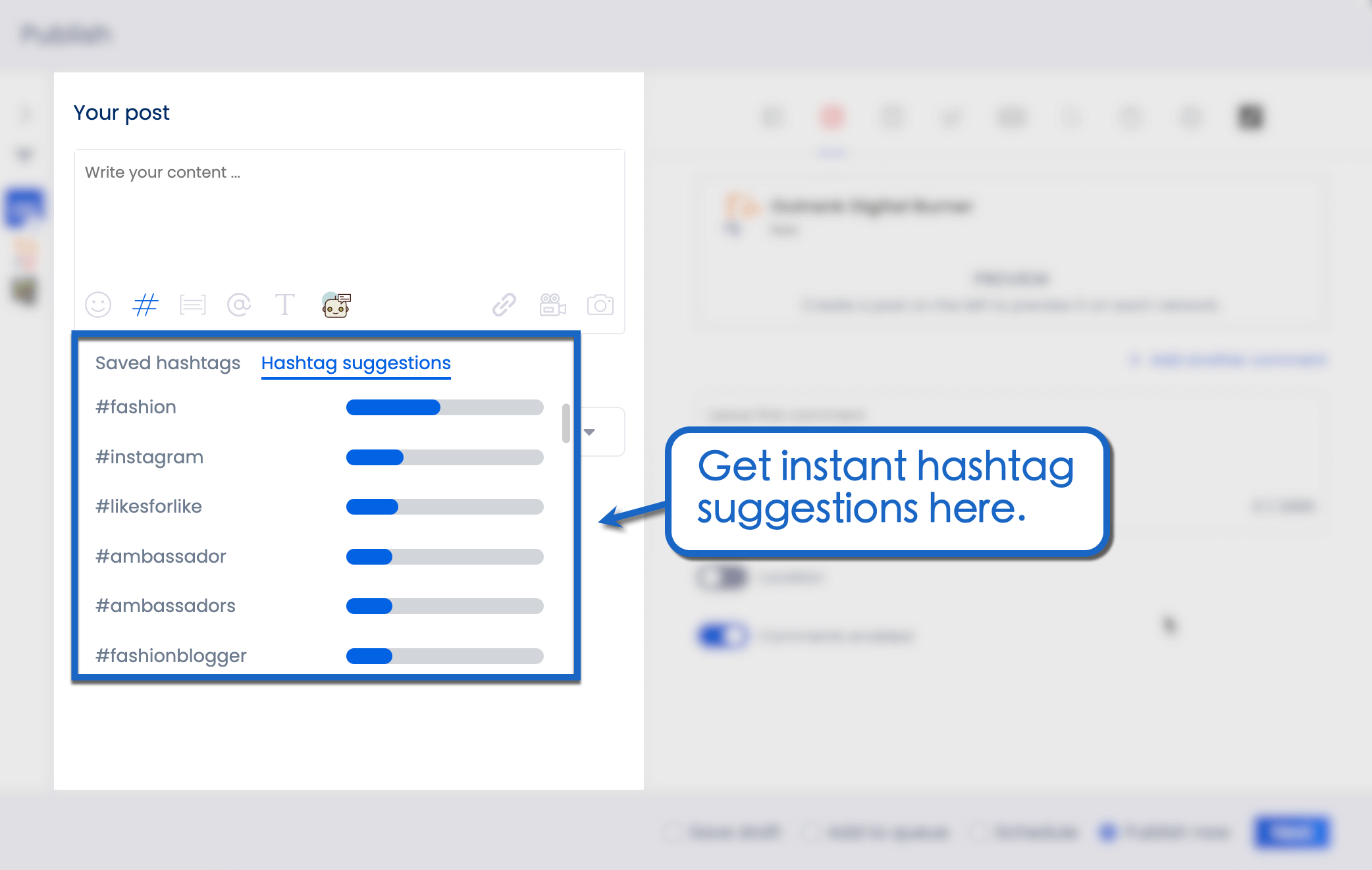 Hashtag suggestions.