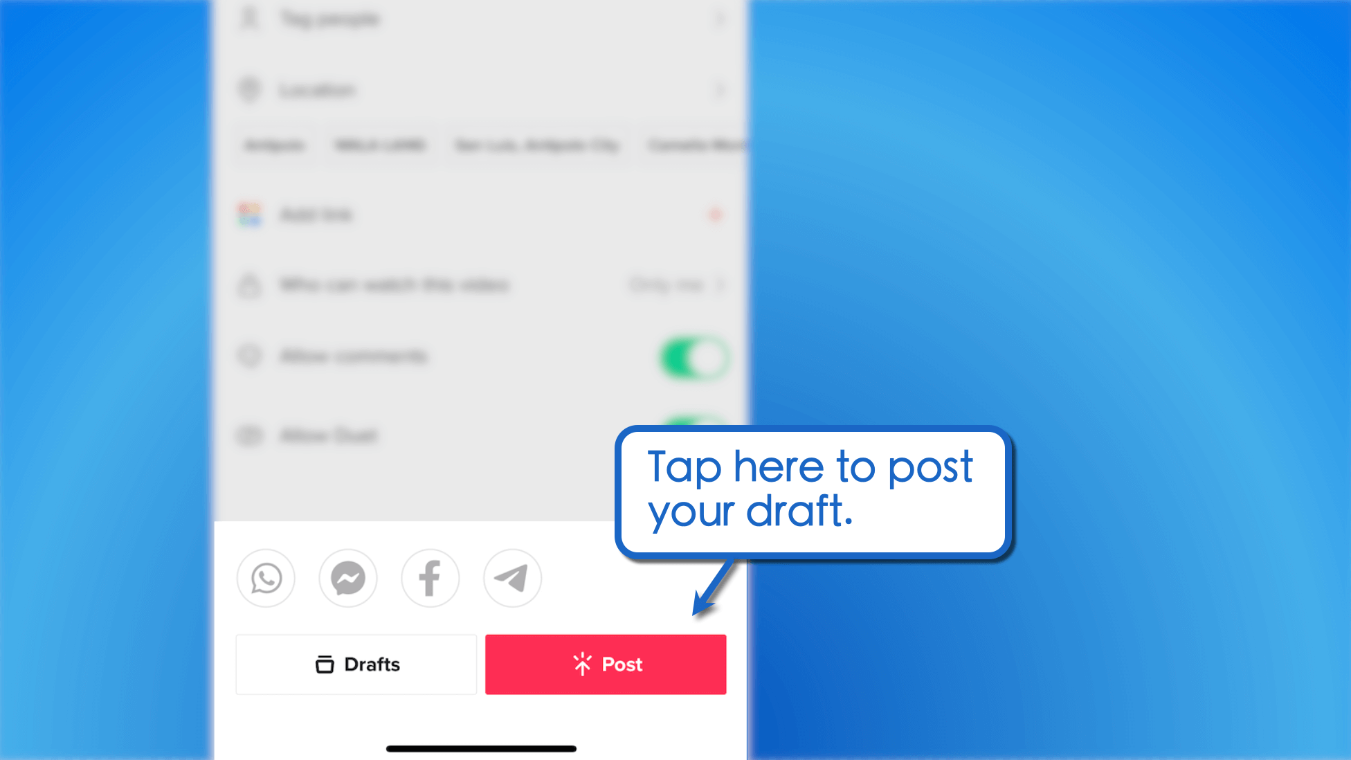 How to post TikTok drafts.
