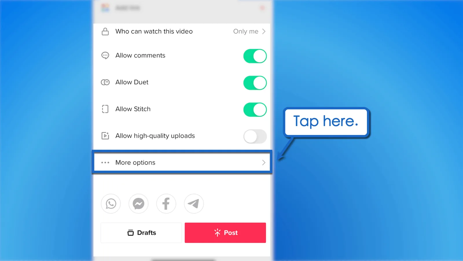 Tap for more options.