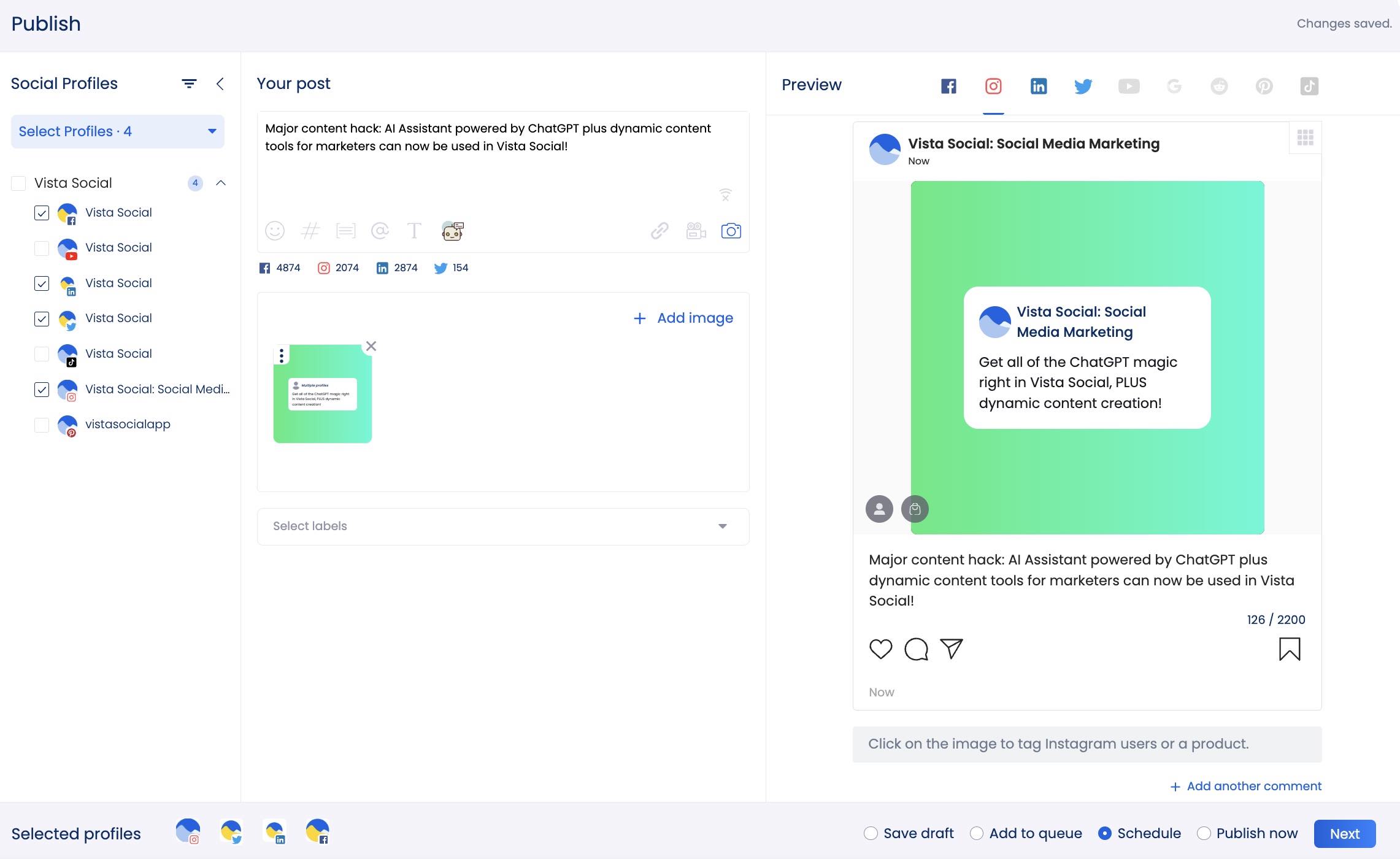 dynamic content Vista Social