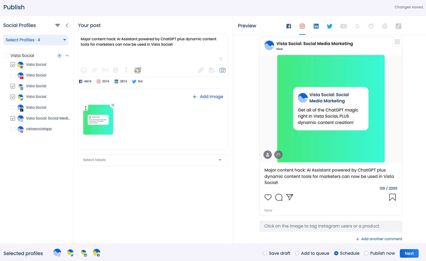 dynamic content Vista Social