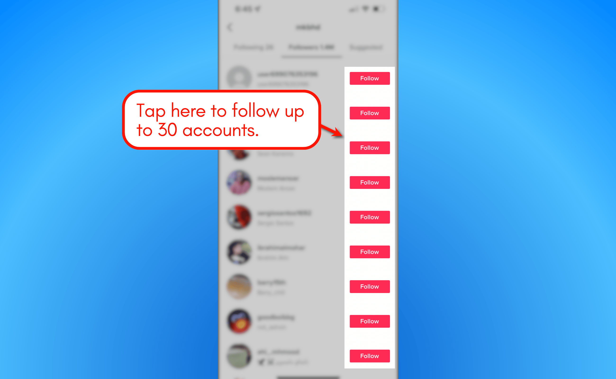 Screenshot of TikTok Follow option.