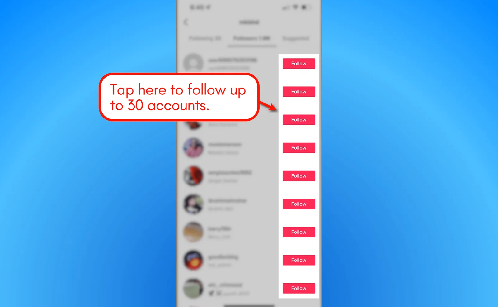 Screenshot of TikTok Follow option.