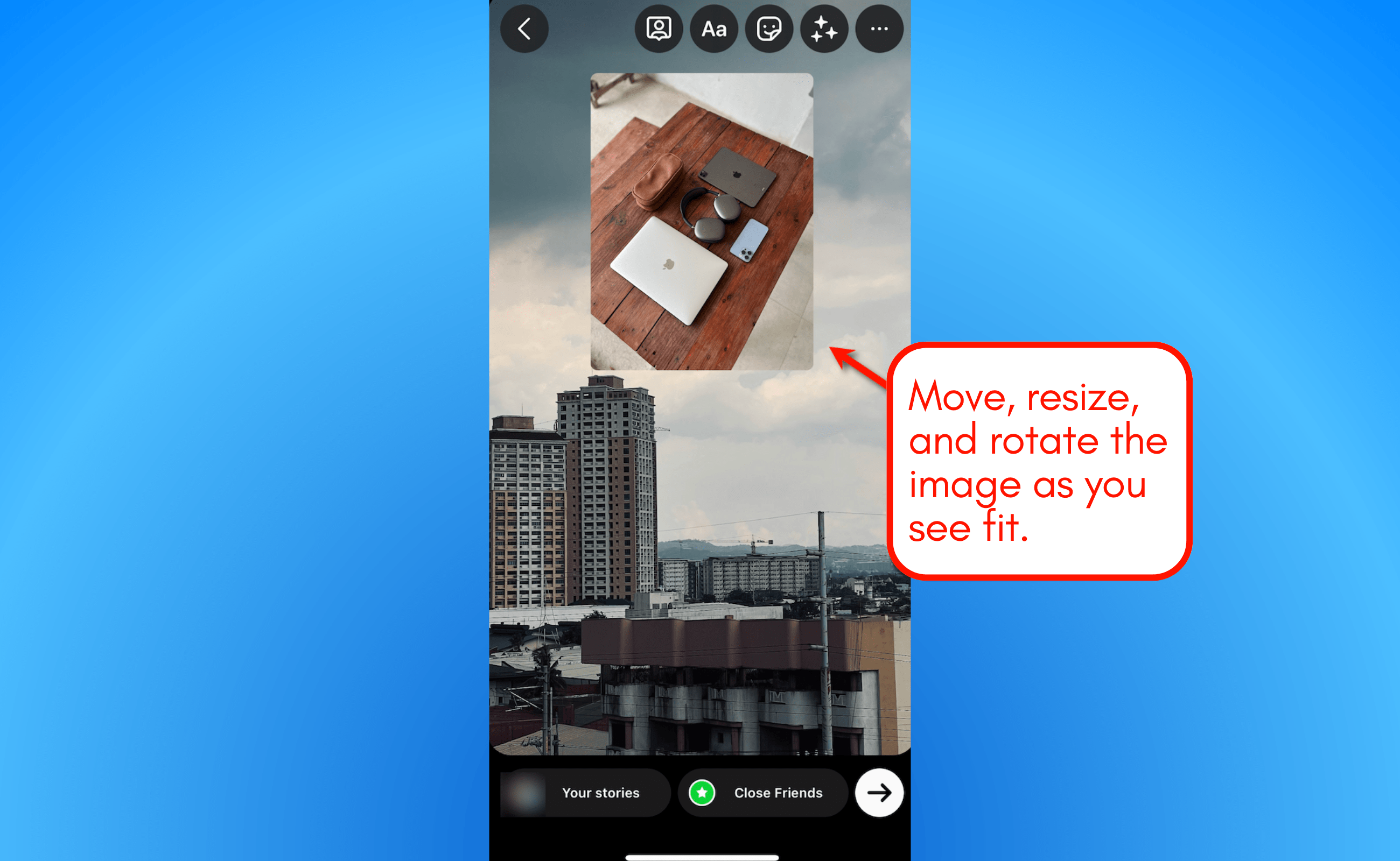 Screenshot of Instagram Resizing.
