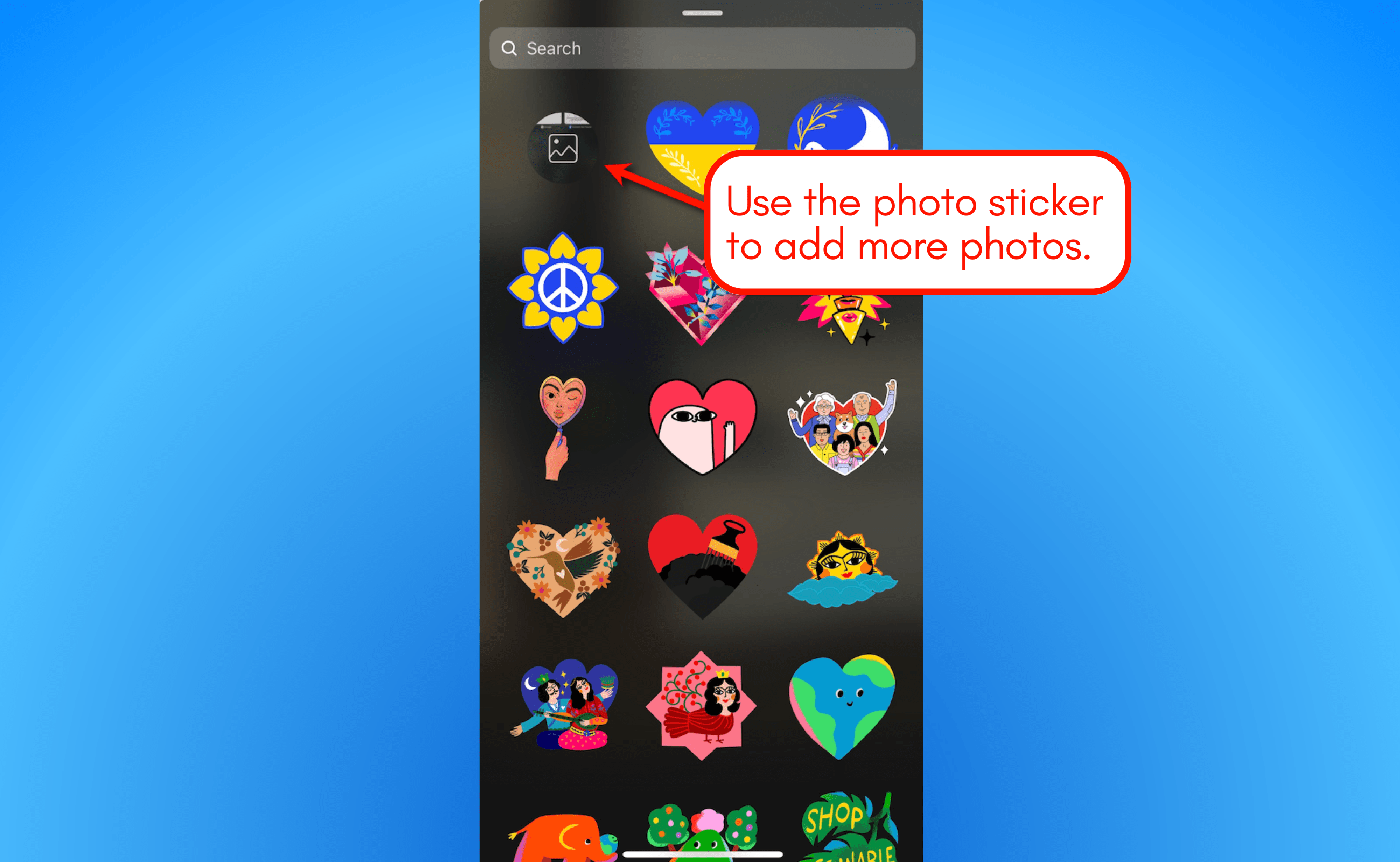 Screenshot of Instagram Photo Stickers.