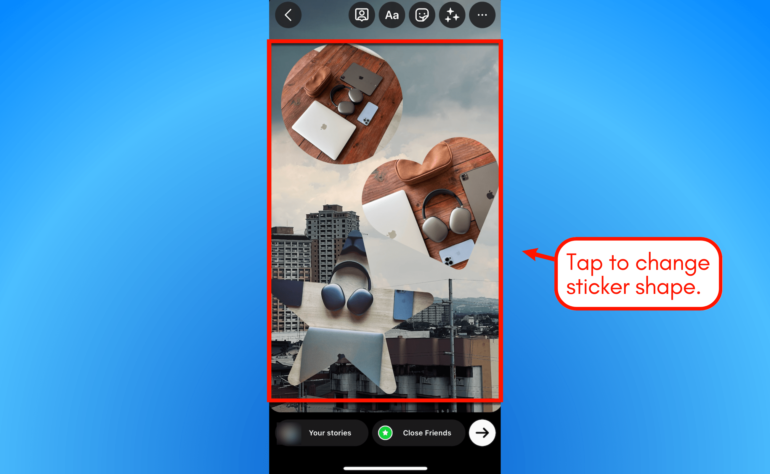 Screenshot of Instagram Story Sticker shape.