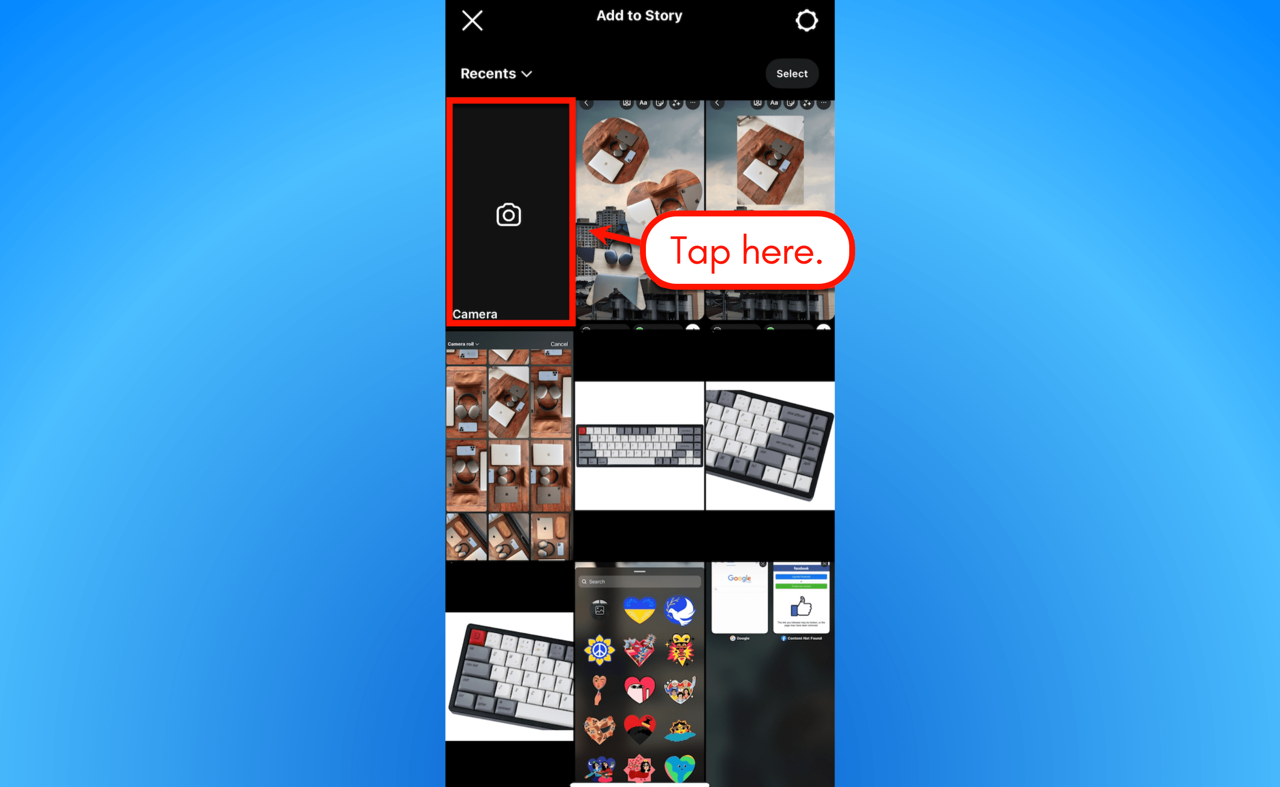 Screenshot of Instagram Story Layout.