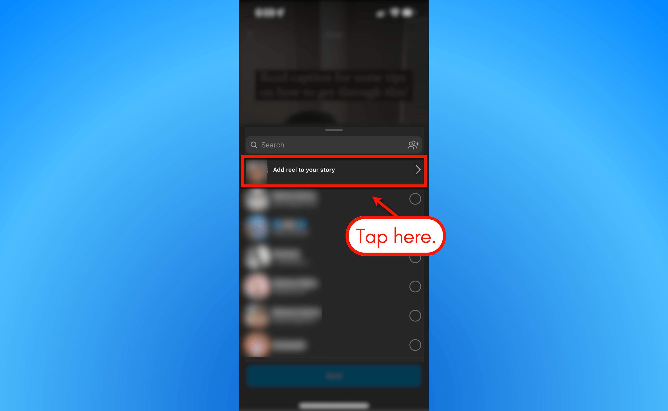 Screenshot of how to repost IG Reel.