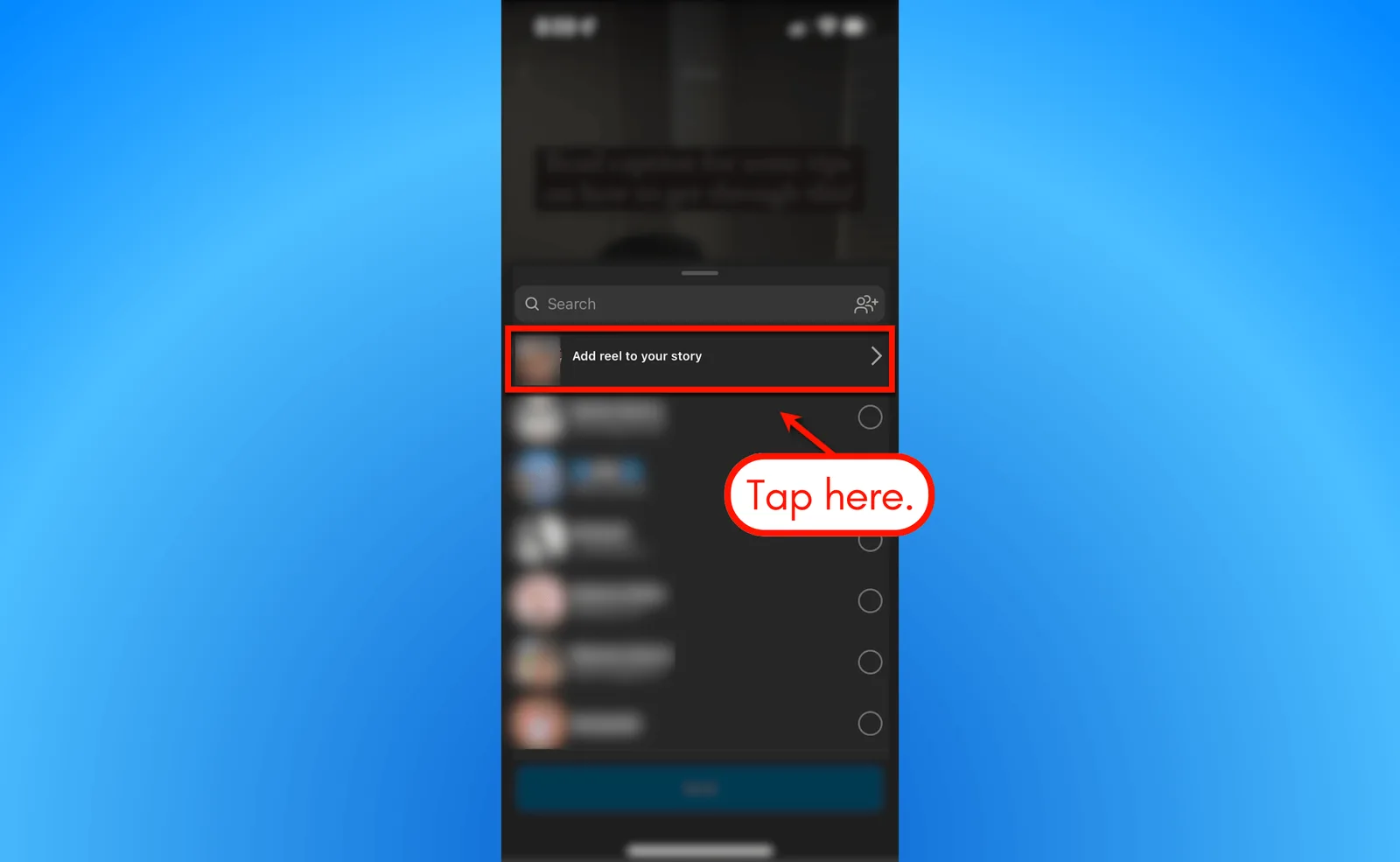 Screenshot of how to repost IG Reel.