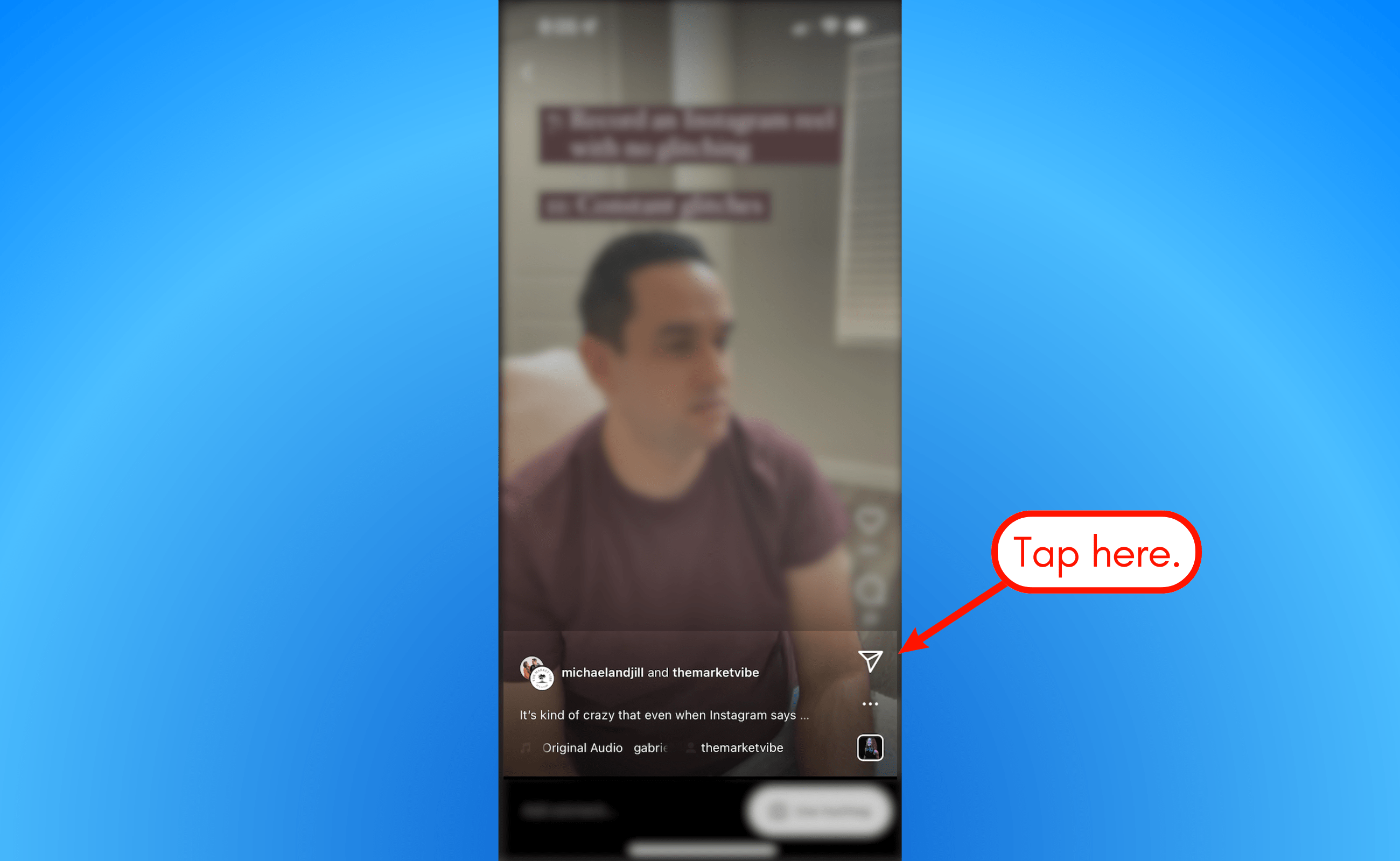Screenshot of how to repost IG Reel.