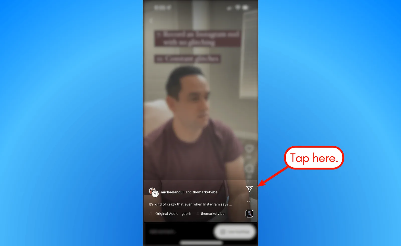 Screenshot of how to repost IG Reel.