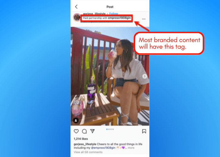 Screenshot of Instagram's branded content “Paid partnership with” tag.