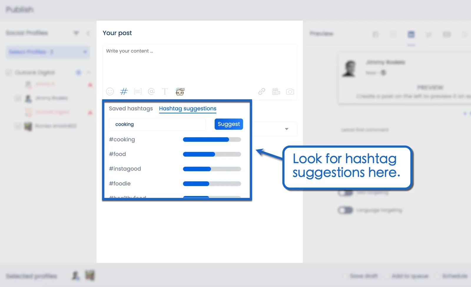 Choose from the list of trending hashtags. 