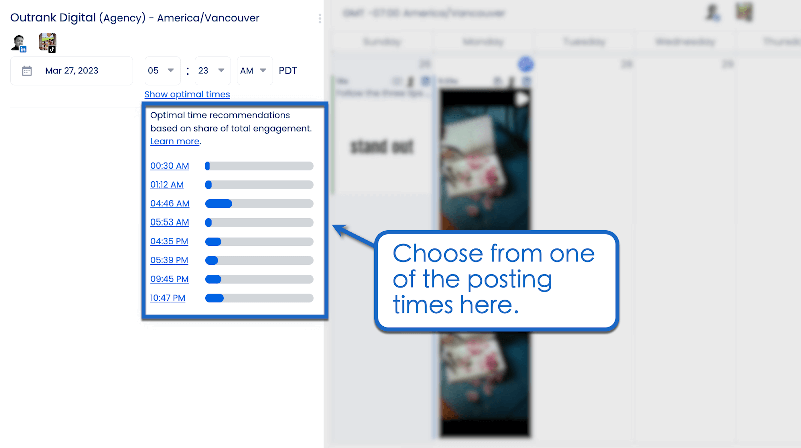 Choose a posting time.