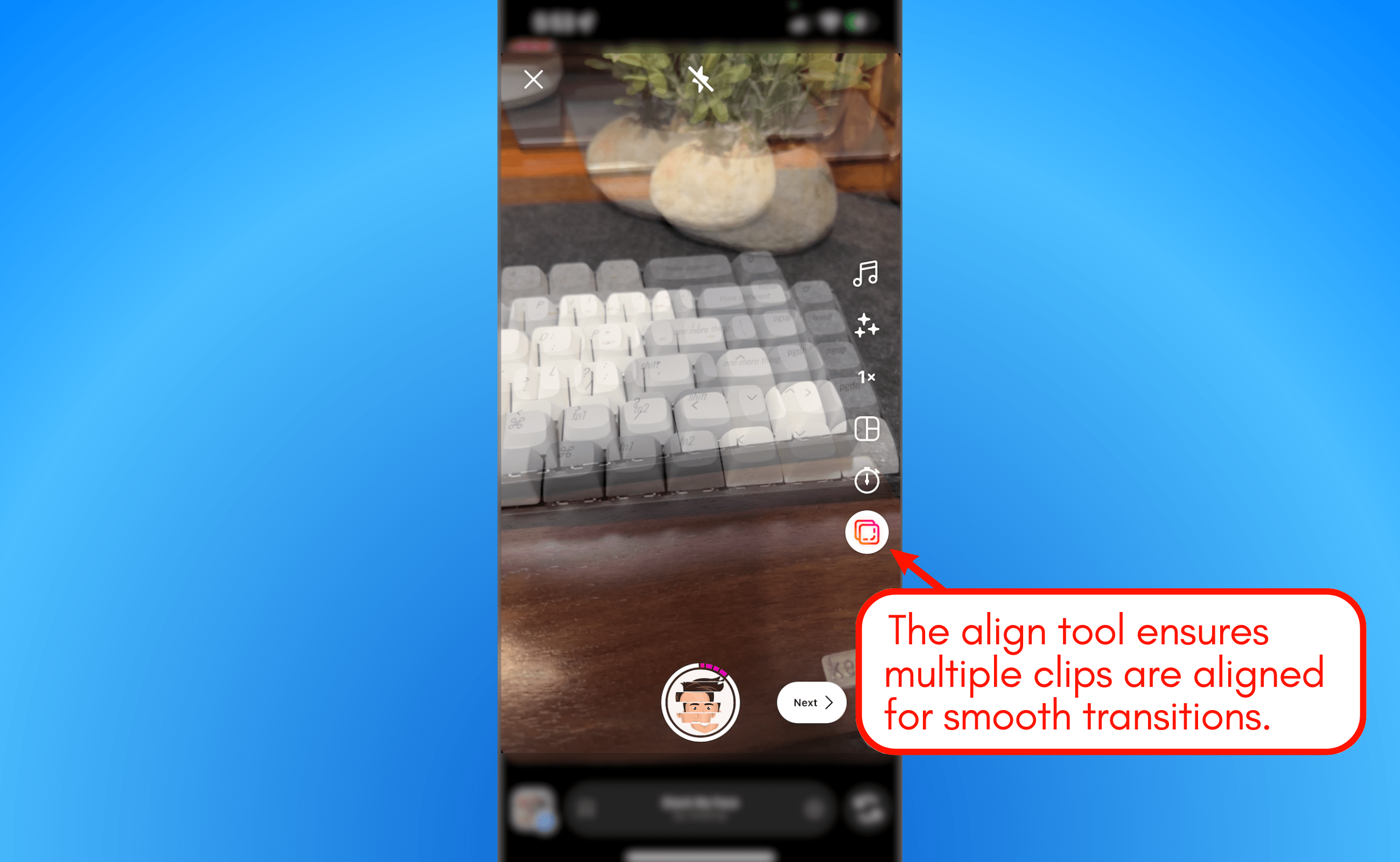 Screenshot of IG align tool.