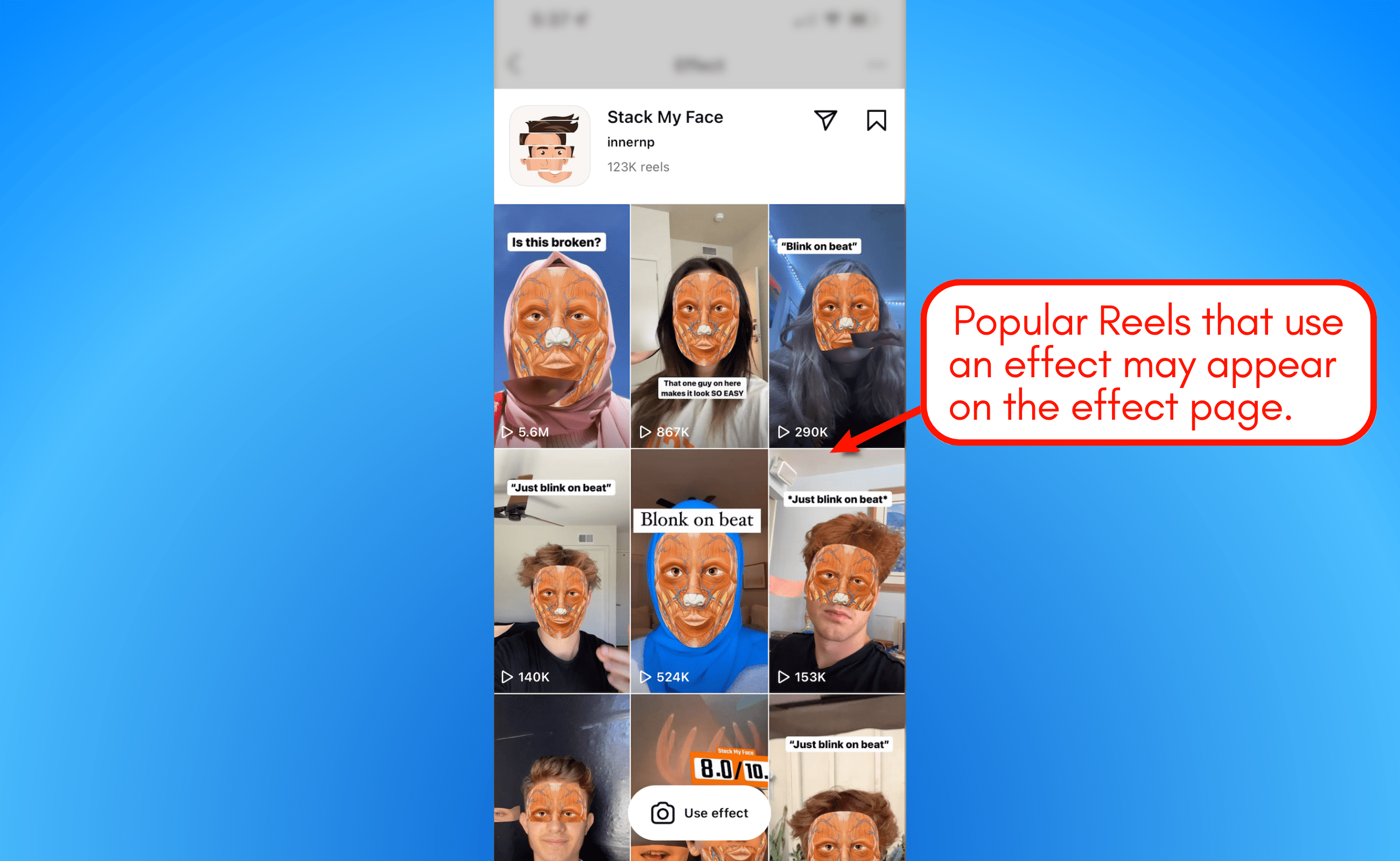 Sample popular reels in IG.