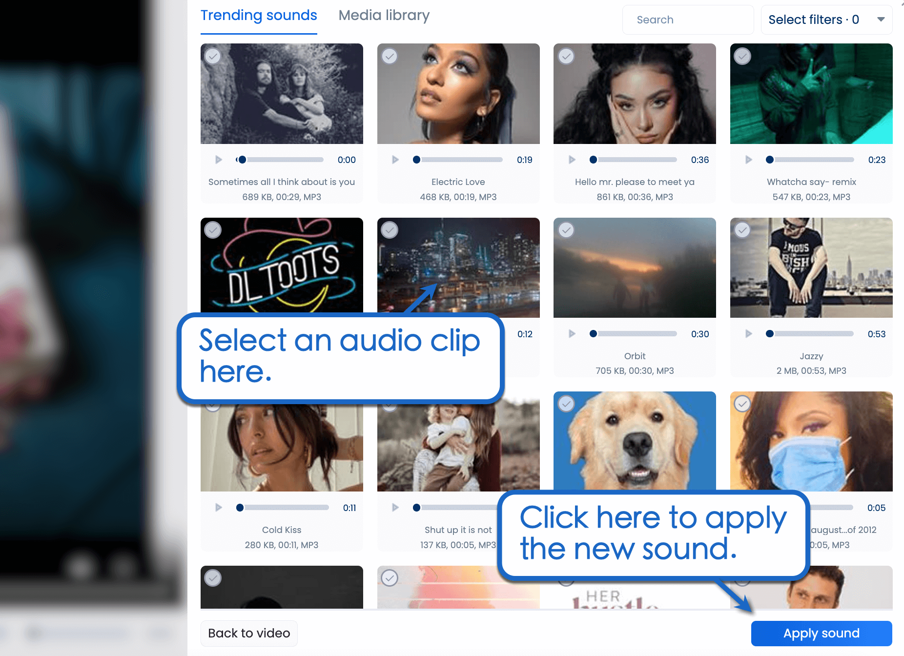 Choose the clip you want to use.