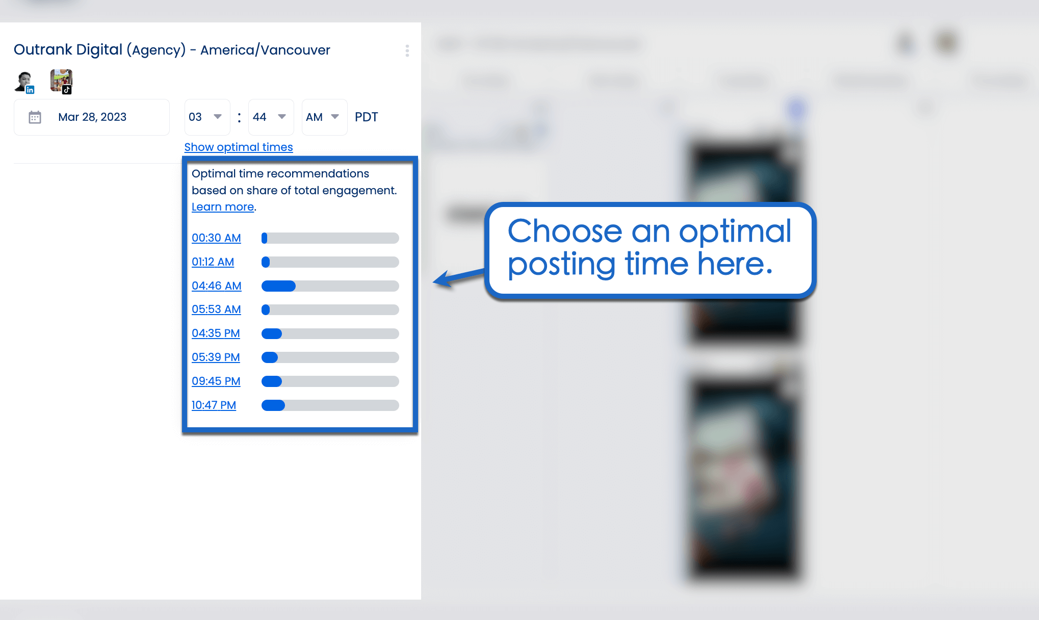 Reveal the best posting times.