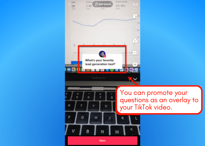 Screenshot of how to ask questions using TikTok videos.
