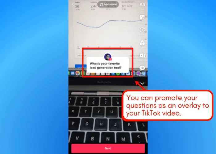 Screenshot of how to ask questions using TikTok videos.