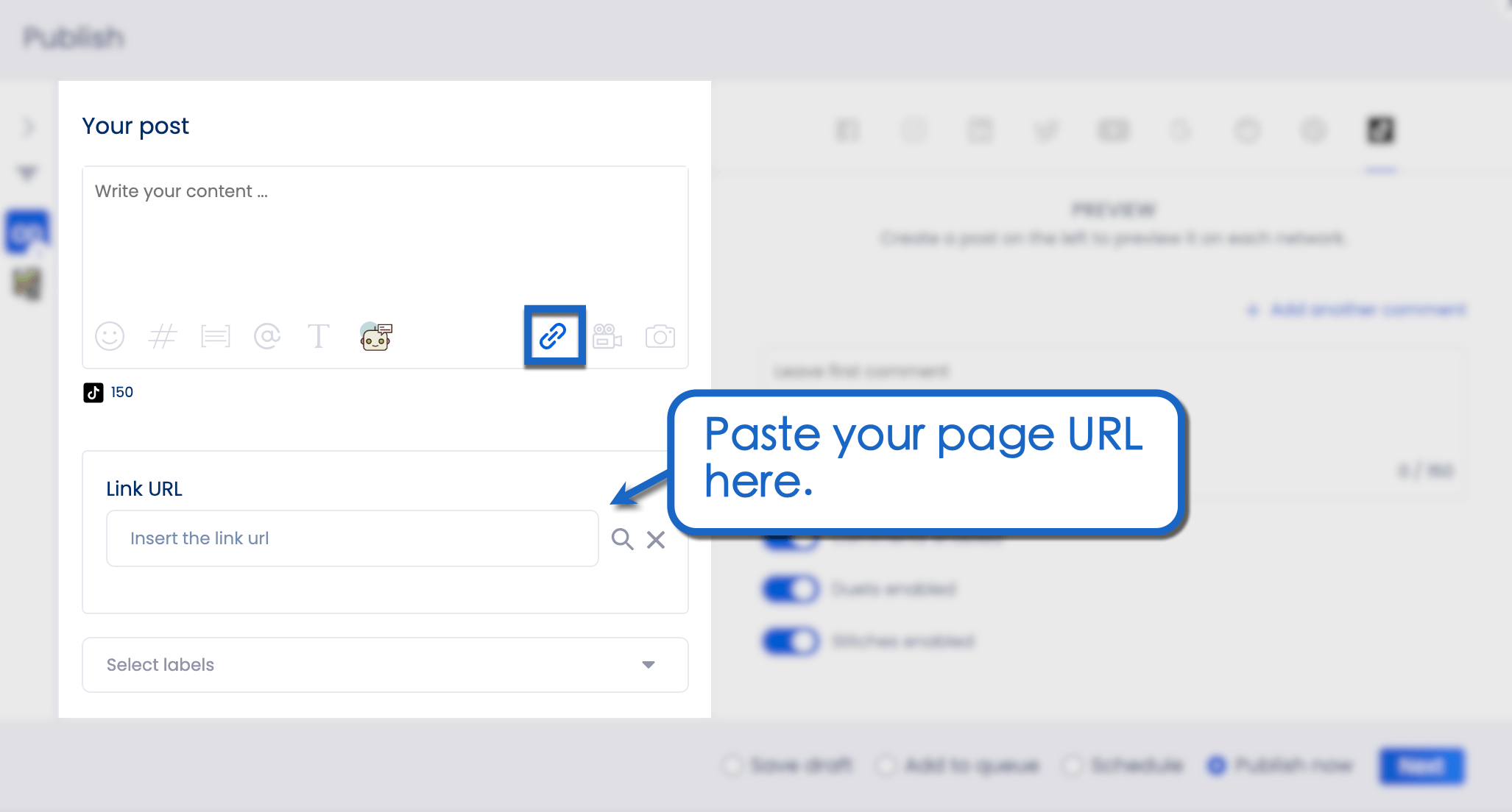 Paste page URL.
