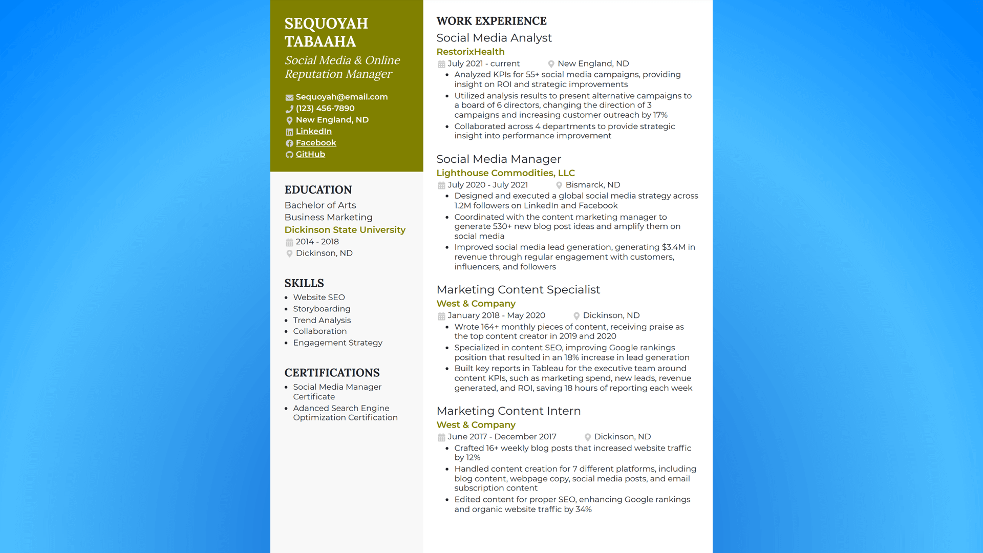 11 Social Media Manager Resume Examples & Tips (2024) Vista Social