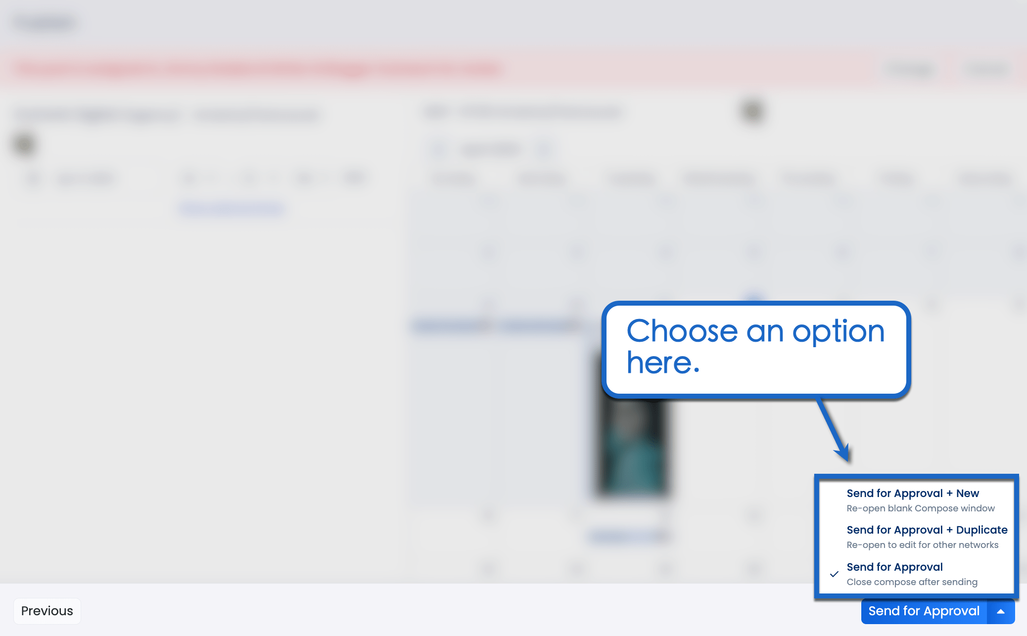 Send for approval option.