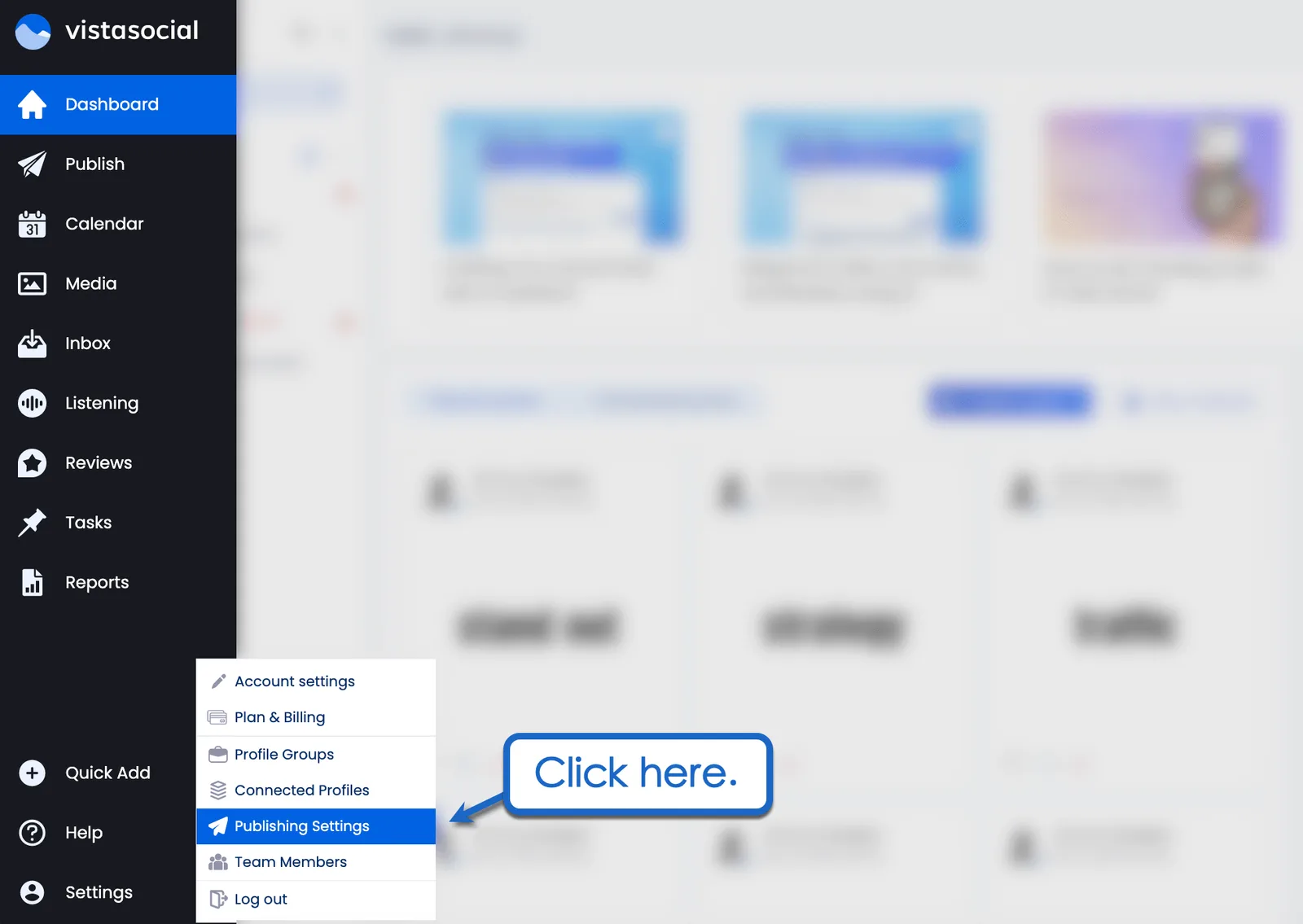 Publish settings in Vista Social.