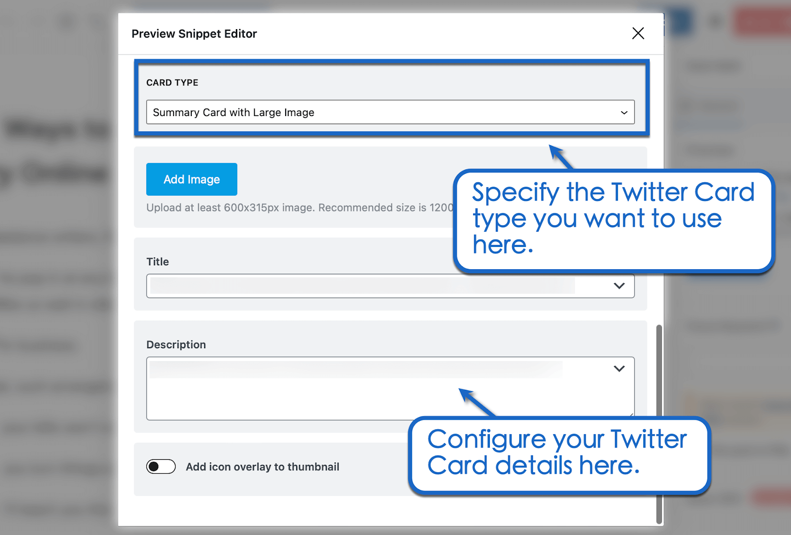 Specify Twitter card.