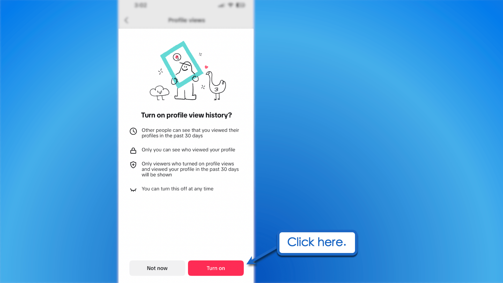 Turn on Profile views history.