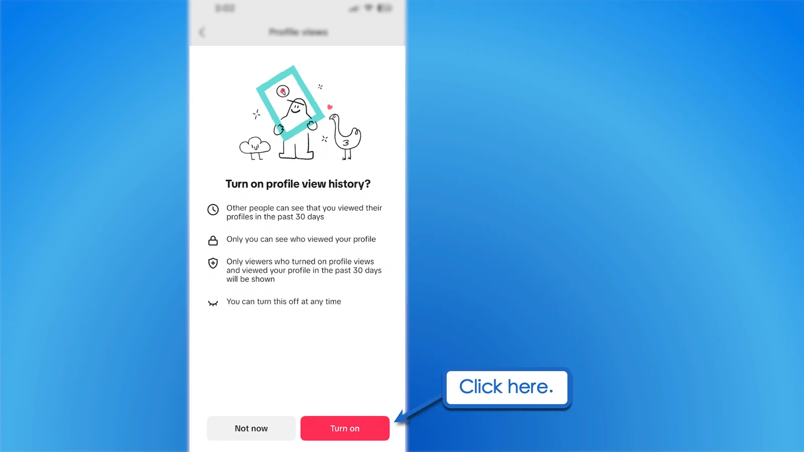Turn on Profile views history.