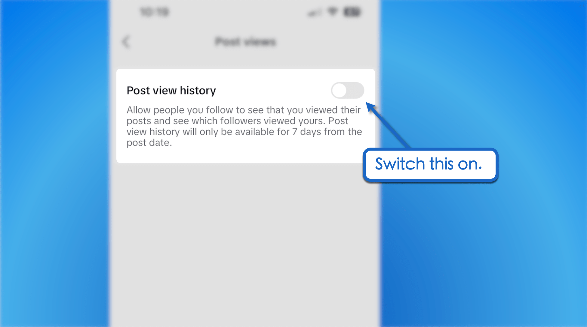 Toggle for "Post view history".