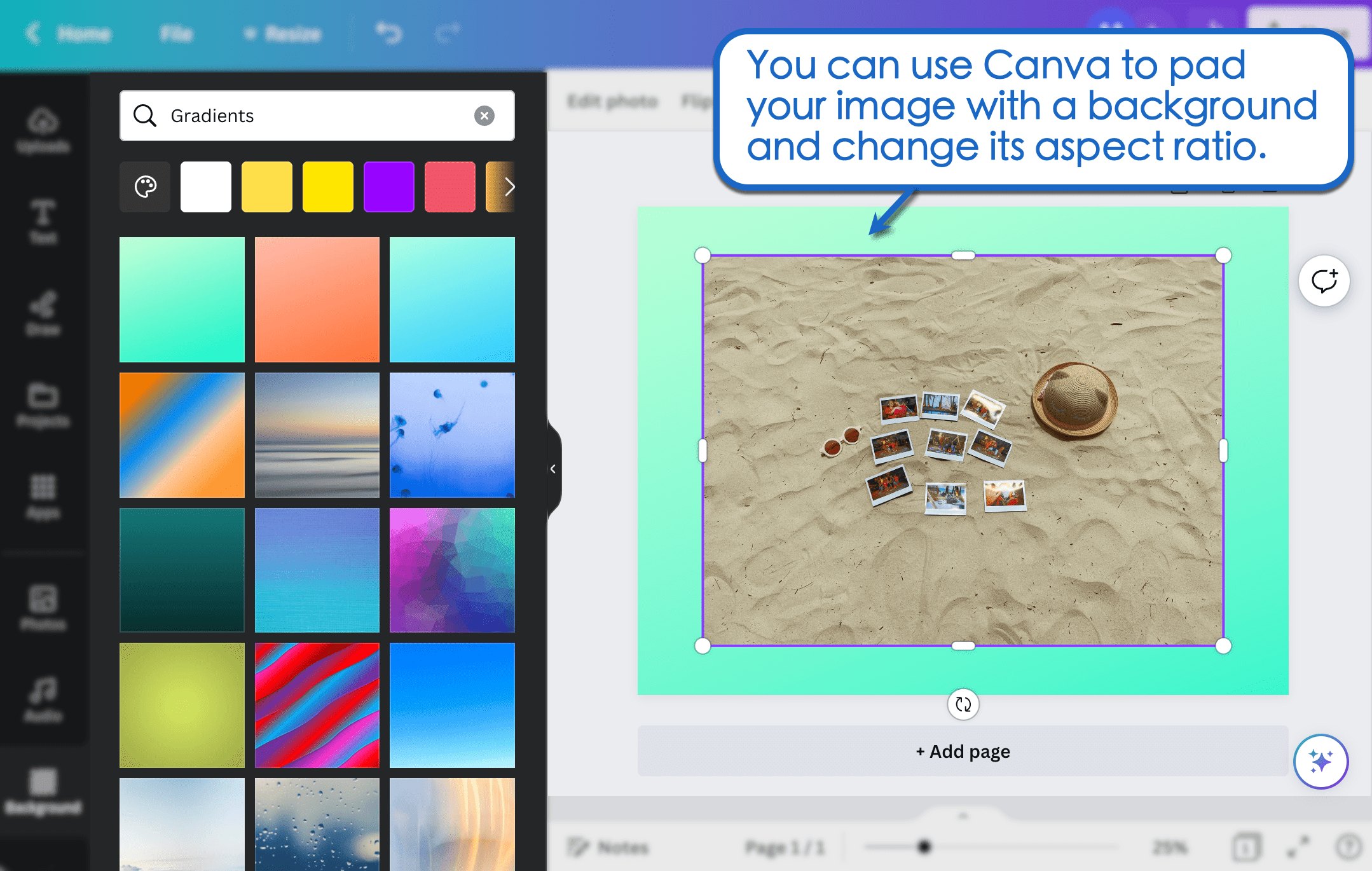 Pad your image with Canva.