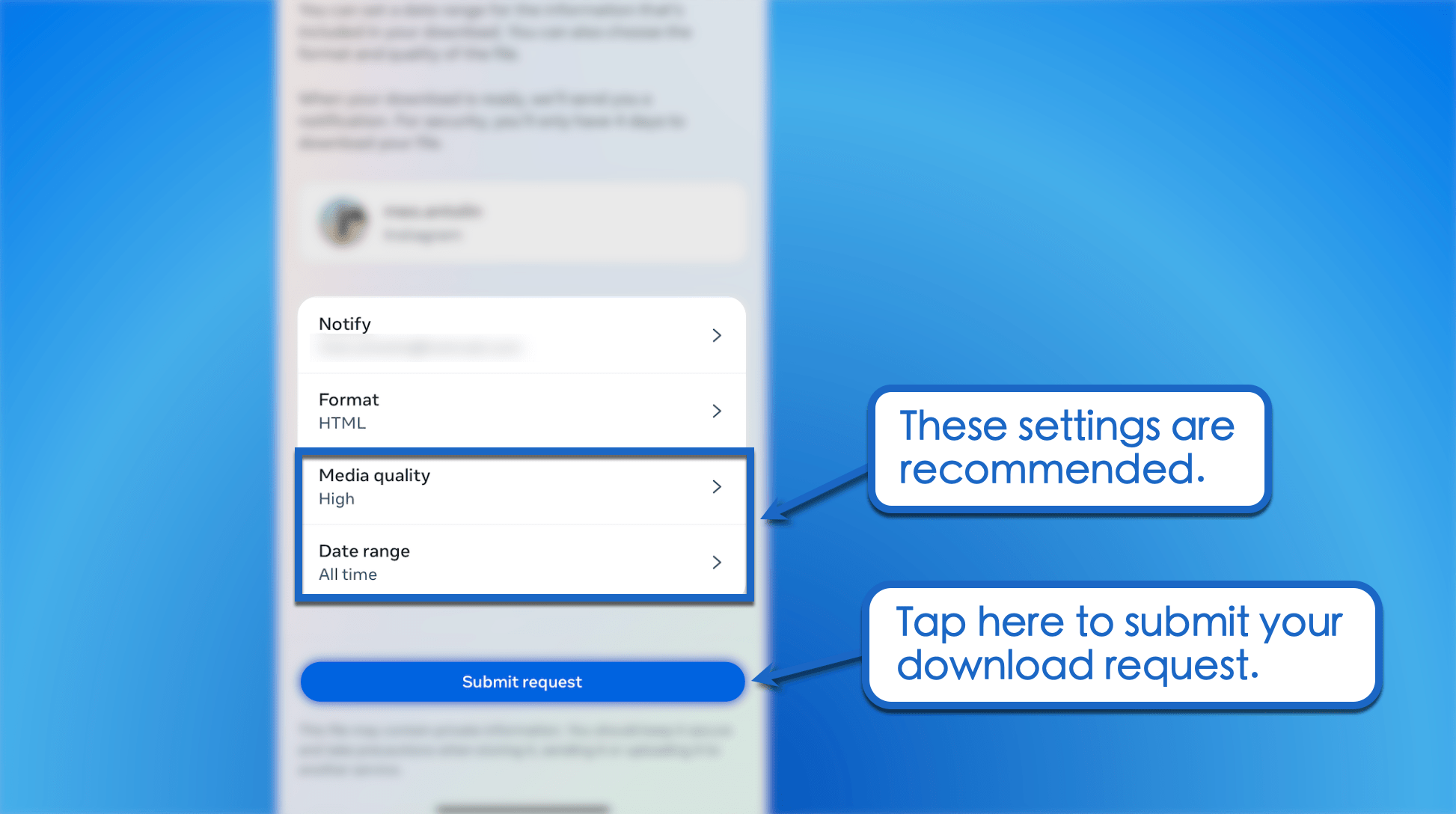 Specify the file options for your data download.