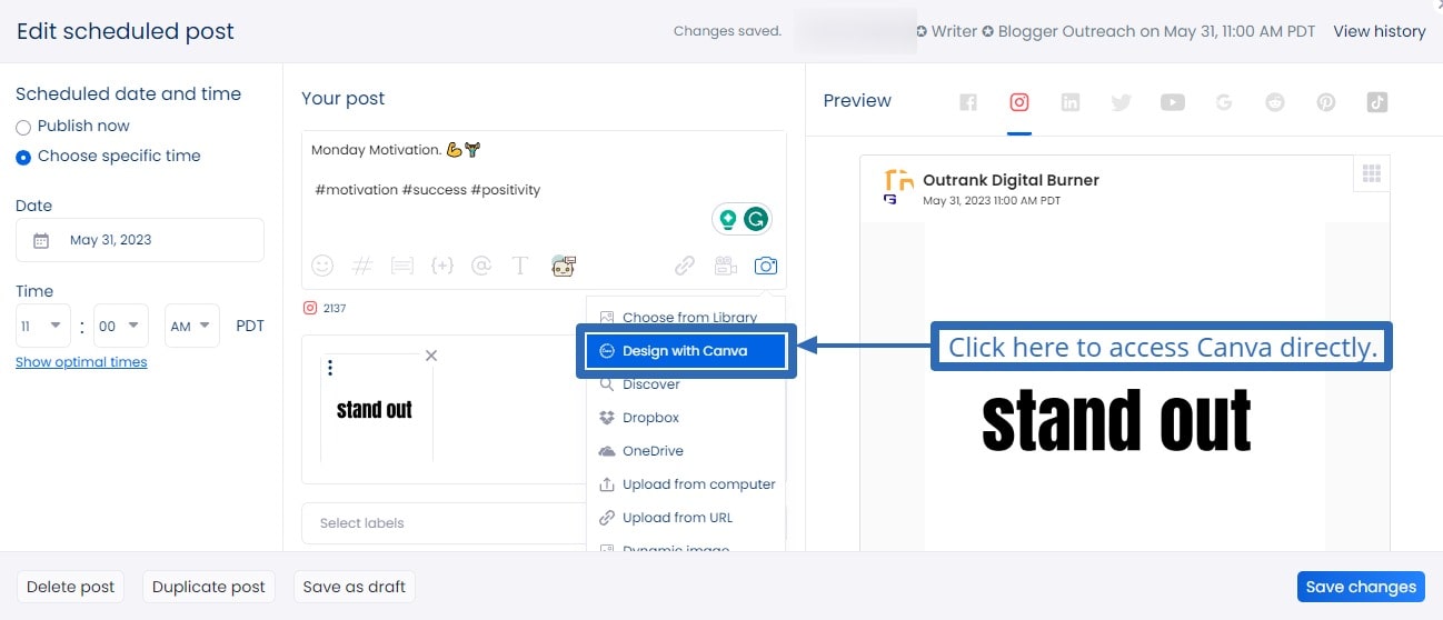 Use Vista Social’s Canva integration.