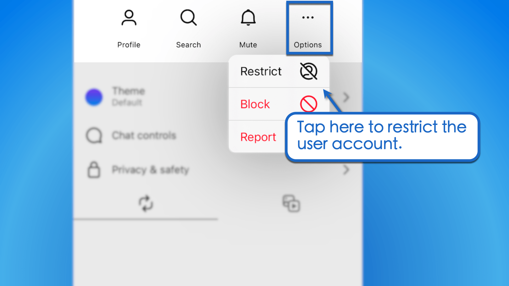 Instagram restrict vs block. Restrict account.